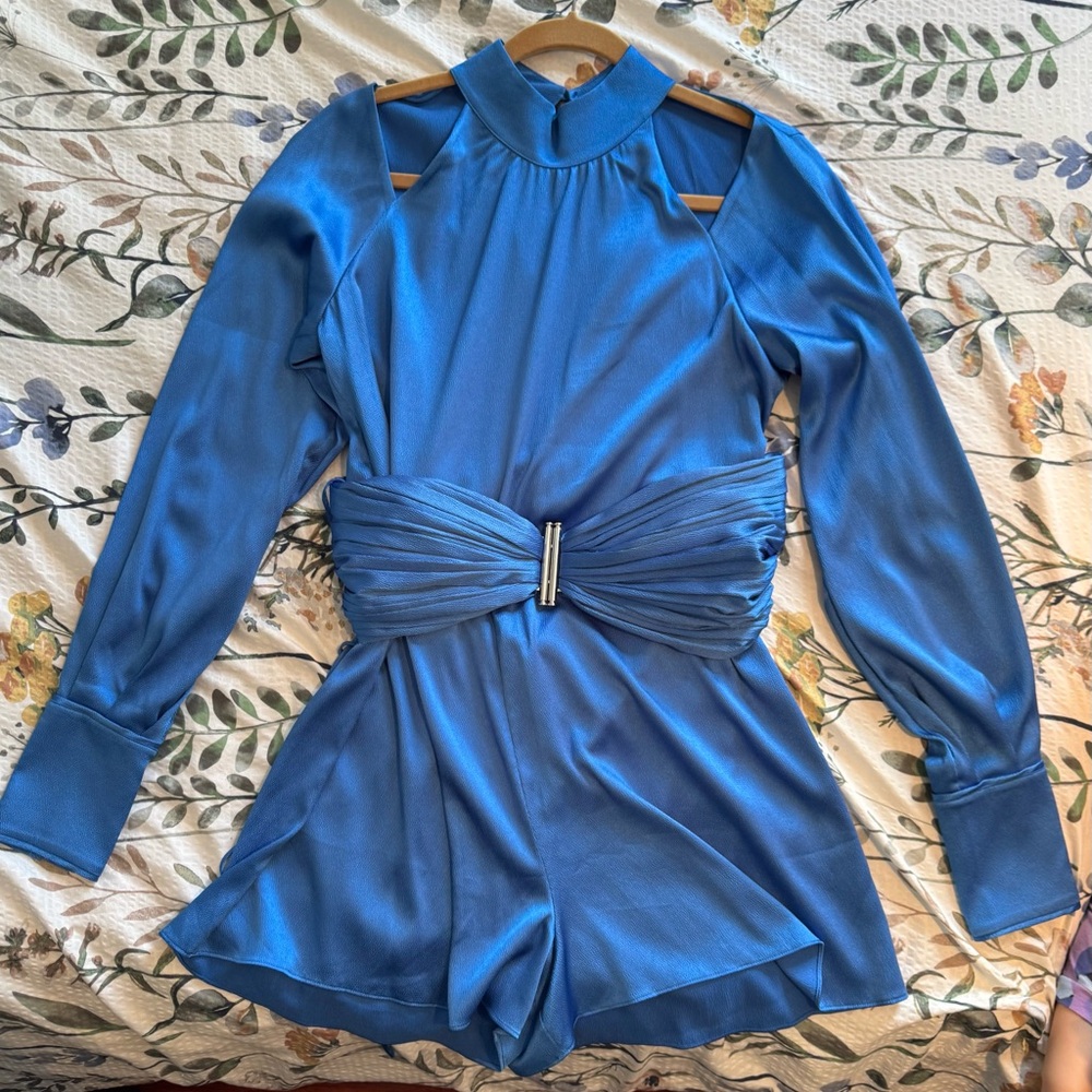 Alexis Sky Blue Textured Romper